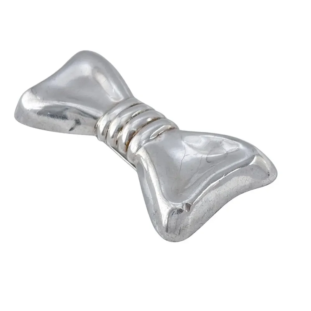 Vintage Sterling Silver 925 Bow Brooch Pin